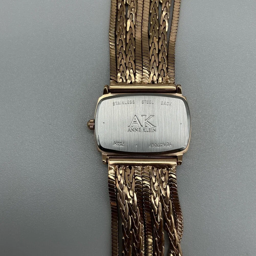 Anne Klein Womens Watch 30mm MOP Diamond Gold Tone Bracelet New Battery 7.25